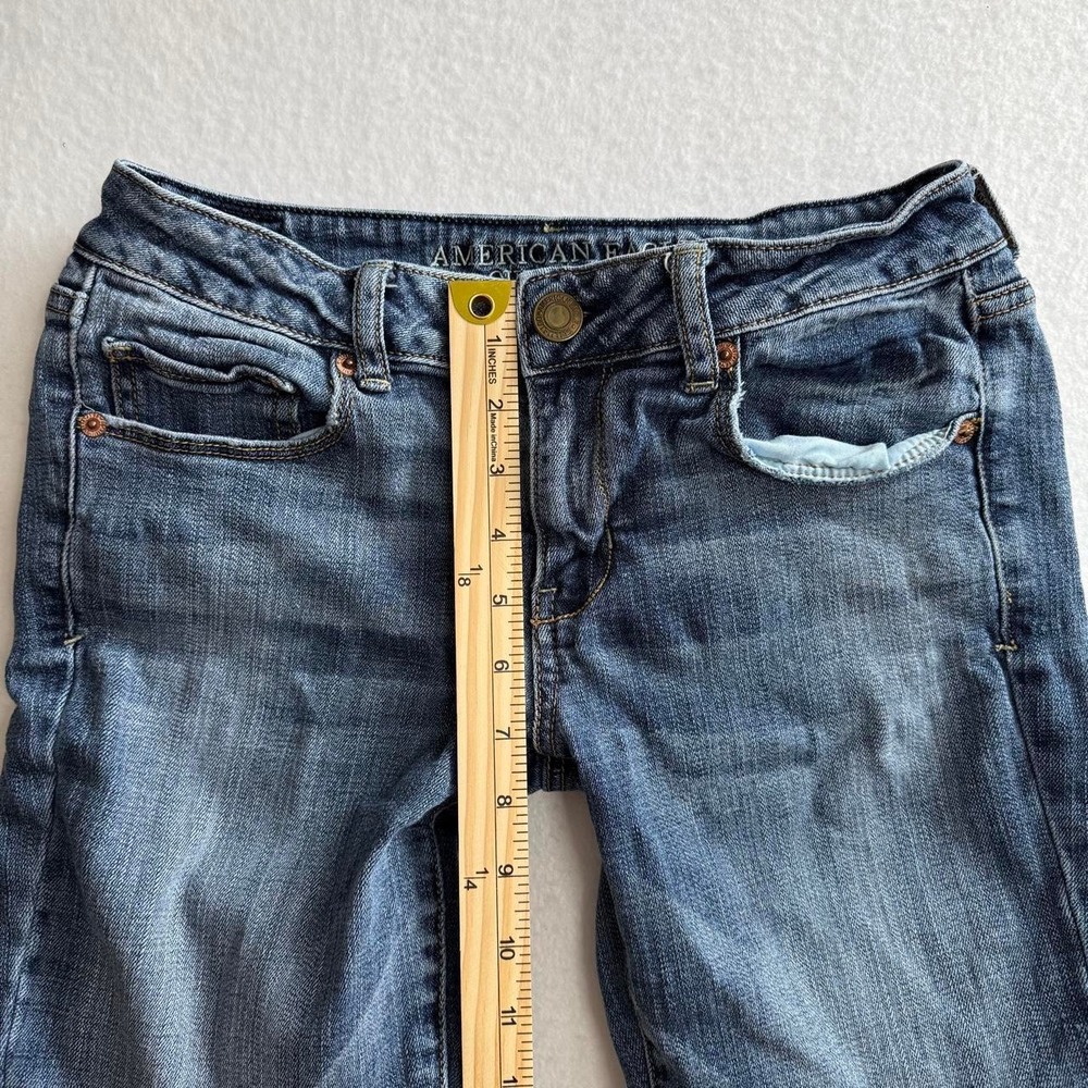 American Eagle Skinny Stretch Jeans Medium Wash Blue Denim Women 6 Short - Picture 5 of 7
